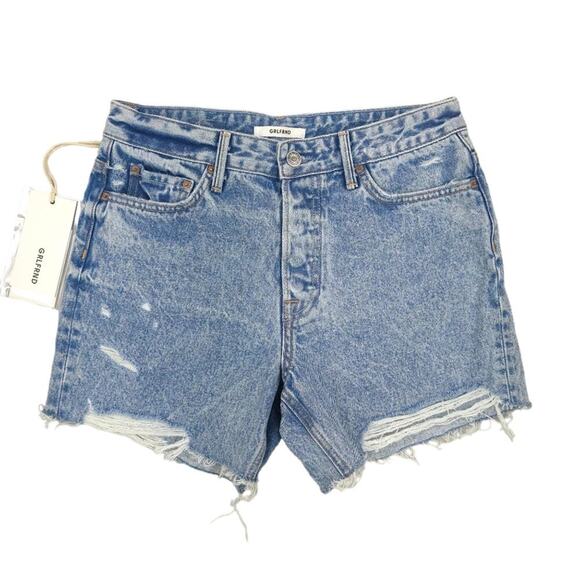 GRLFRND Jordan High Rise Shorts in Yaya Distressed Raw Hem Button Fly - Picture 3 of 12